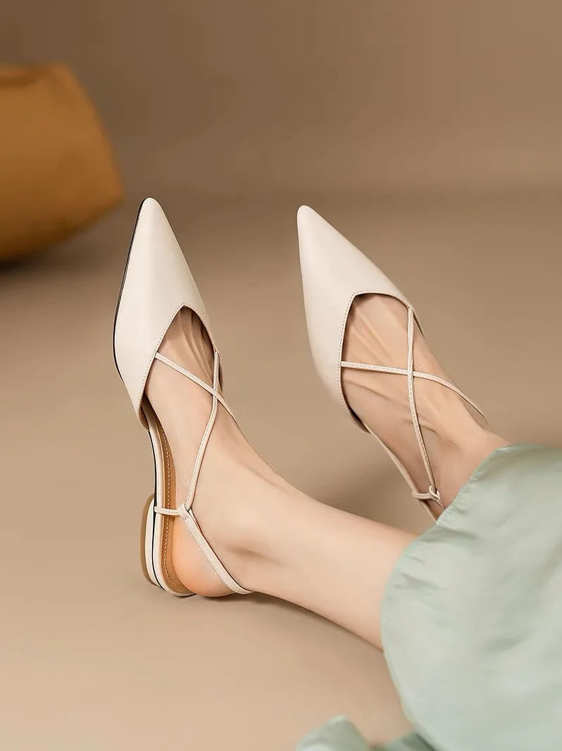 Designer Women Flats Sandals Elegant Pointed Toe Slingback Shoes Woman Summer 2025 Trend Fashion Flip Flops Sandalias De Mujer