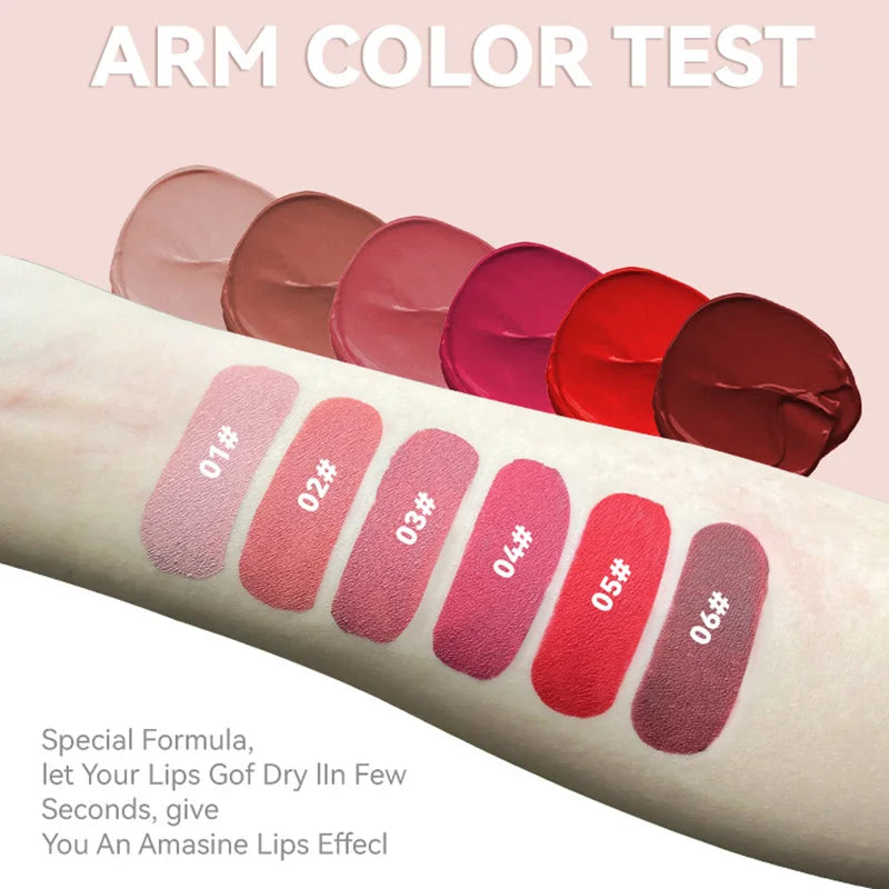 Pudaier Lipgloss Wasserdicht Langanhaltend - 6 Farben 6ml