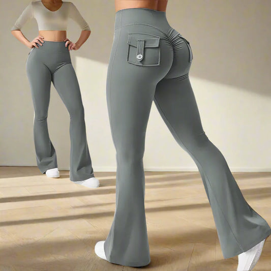 Women Flare pocket leggings high waist Breathable street style