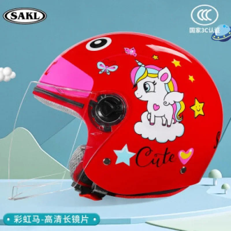 Children Cartoon Cute 4 season Motorcycle helmets Open face electric car bike child helmet for kids boy girl unicorn casco moto