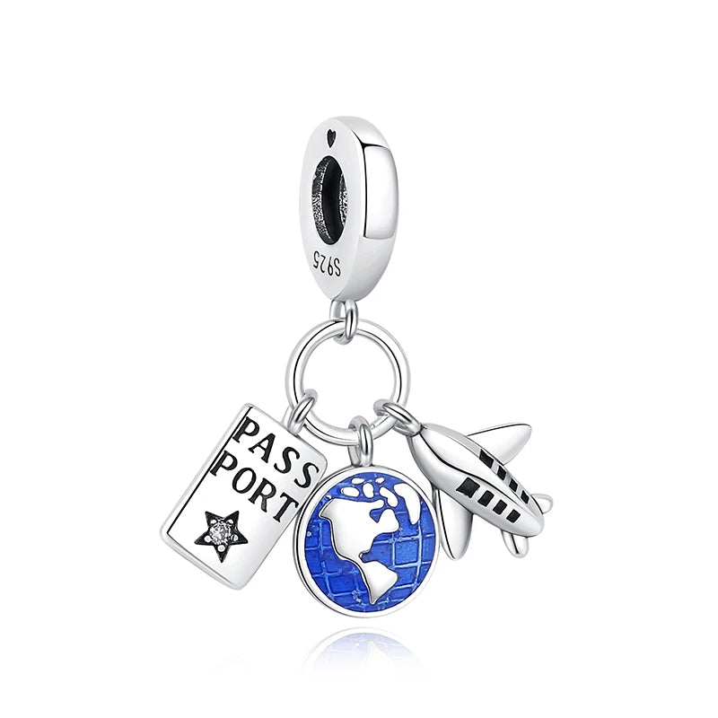 Originale 925 Sterling Silber Charms Liebe Reise London Bus Koffer Paris Perlen passen für Pan Armbänder Halsketten Frauen DIY Schmuck