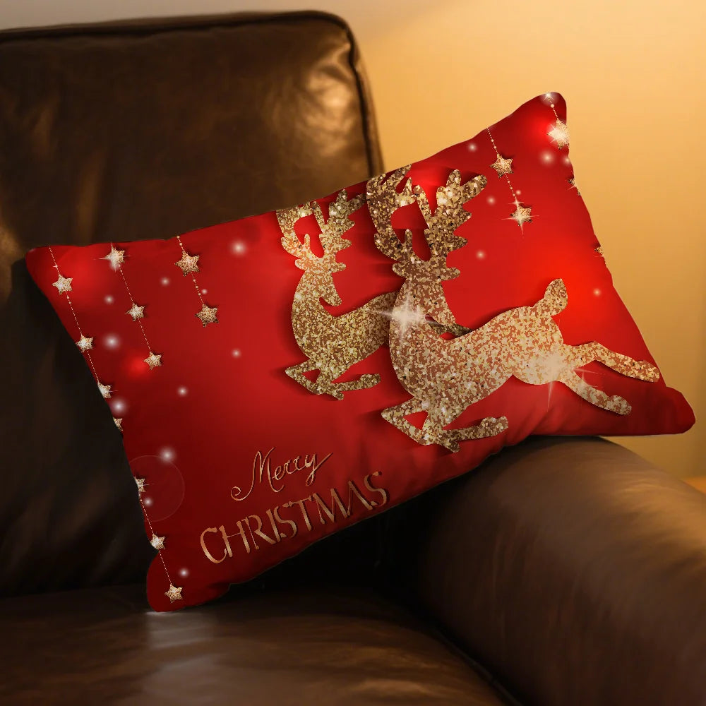 Happy Merry Christmas cushion cover Rectangle Pillow Case Printing Bedside Sofa Room Home Decoration Pillowcase