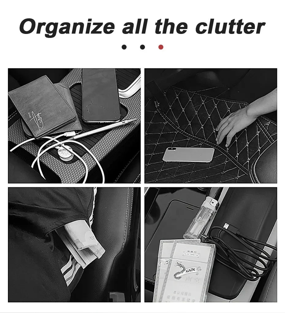 Car Seat Storage Bag Auto Back Seat Back Organizer with Foldable Table Tray PU Leather Tablet Holder Tissue Box Car Accessories