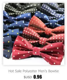 Solid Colors Polyester Adjustable Men's Accessory Set Elegant Pre-Tied Bow Tie Matching Pocket Square & Cufflinks for Wedding