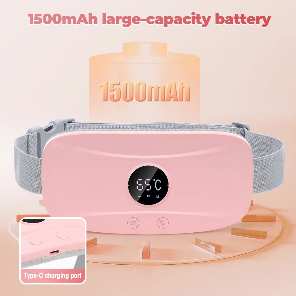 Menstrual Heating Belt 3 Gears Vibrating Electric Belly Massager Period Pain Relief Waist Stomach Abdominal Warming Belt Pad