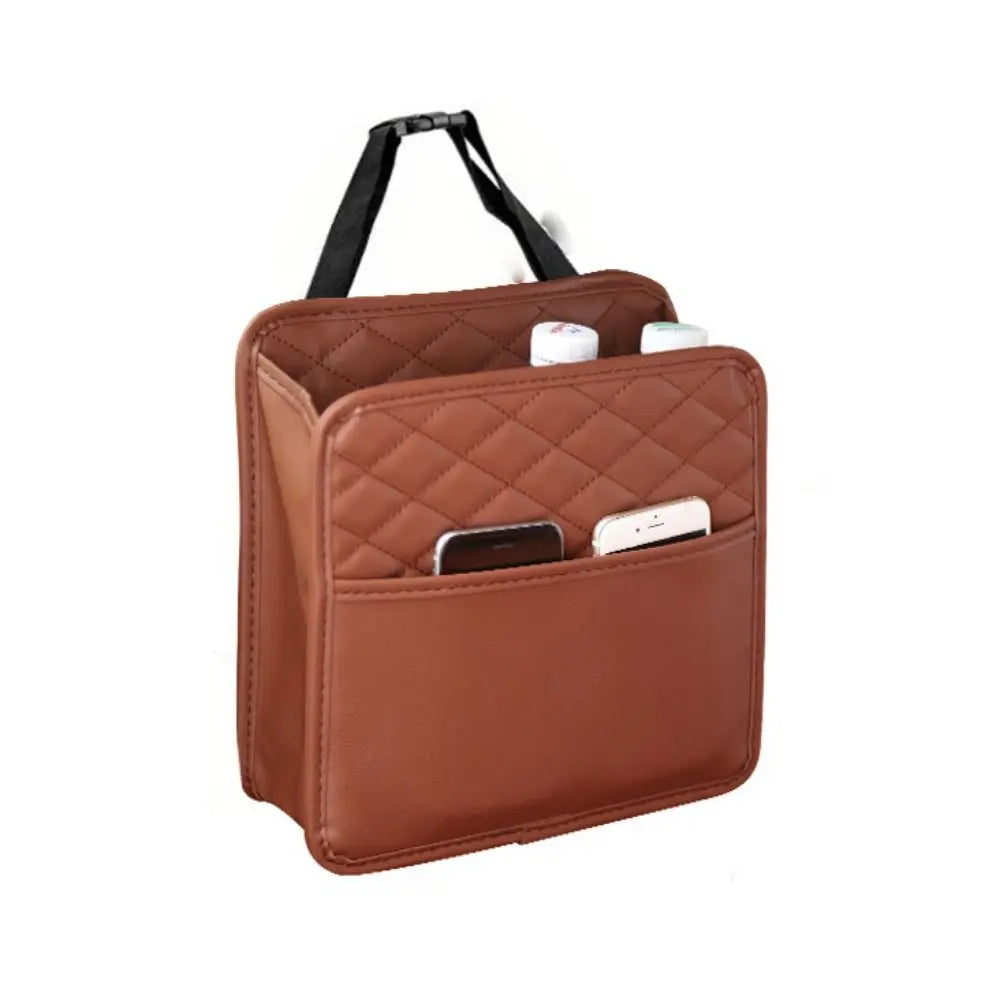 Leather Car Backseat Storage Bag Multifunctional Adjustable Backseat Large Capacity Pocket Protector Seat Back