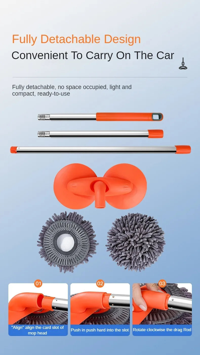 LEIBOO Car Washer Mop Foam Wash Chenille Brush Double Brush Head Roof Window Cleaning Maintenance Three-Section Telescopic Mop