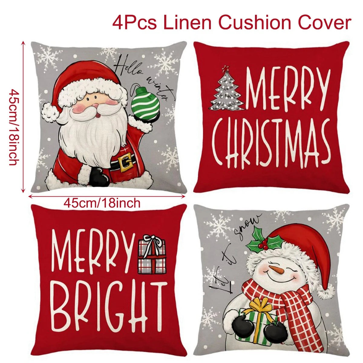 4pcs Christmas Cushion Cover Pillowcase Merry Christmas Decoration Linen Pillow Cases Home 2025 Xmas Gifts Pillow Covers 2026