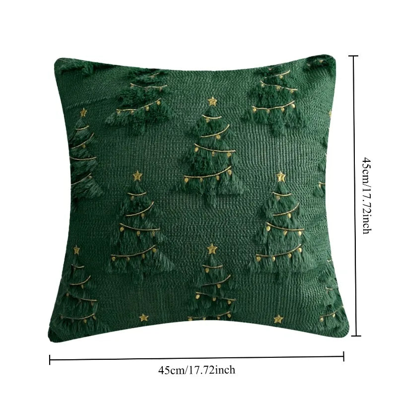 1PCS Christmas retro embroidered pillow case living room sofa cushion Christmas atmosphere home decoration 45x45cm specification