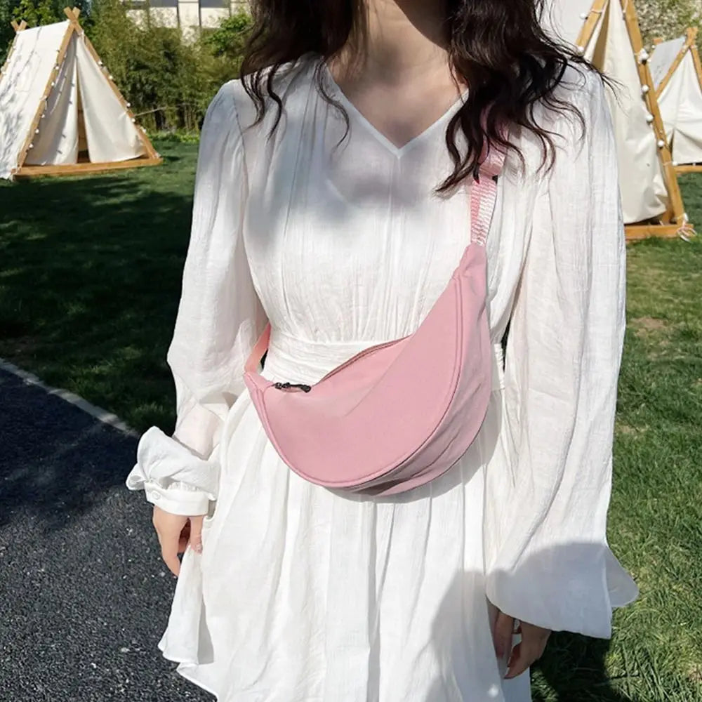 Nylon Crossbody Bag For Women Fashion Portable Casual Hobos Sport Chest Pouch Underarm Bags Students Dumpling Shape Shoulder Bag