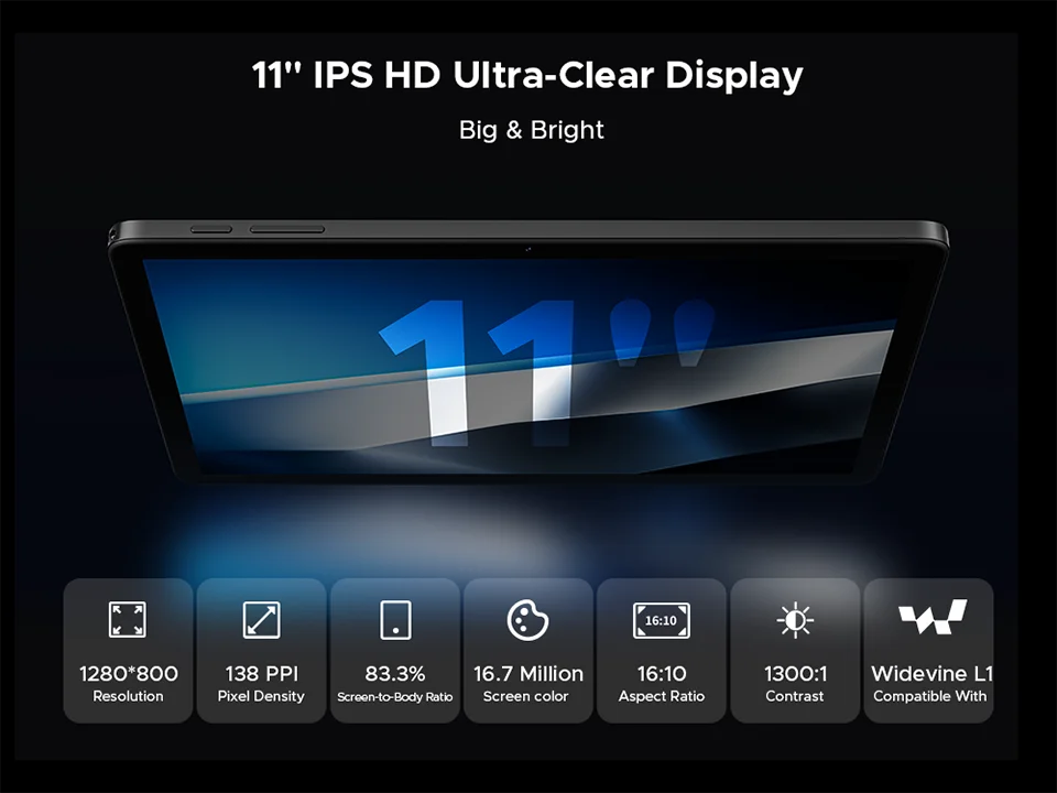 DOOGEE Tab A9+ 2-In-1 Tablet - 11 Zoll Display, 8580mAh Akku, 64GB ROM