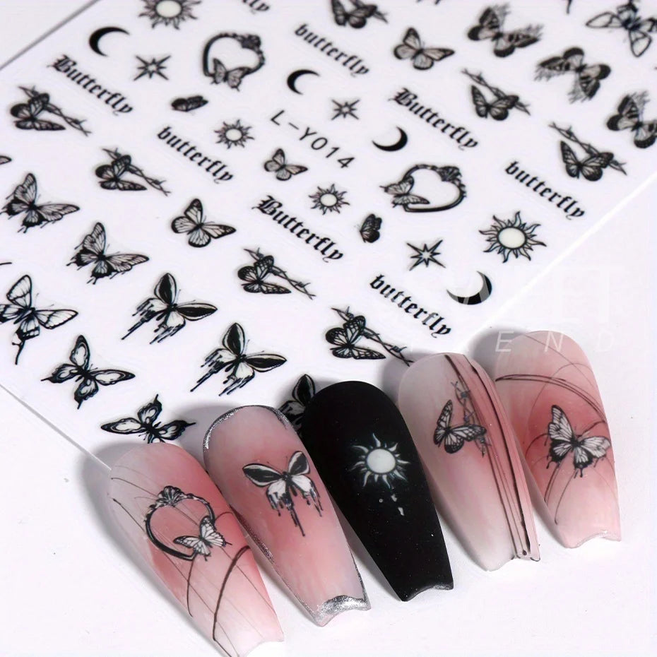 Nagel-Sticker 2025: 3pcs Luminous-Butterfly Glow-Dark - Manicure Art Collection