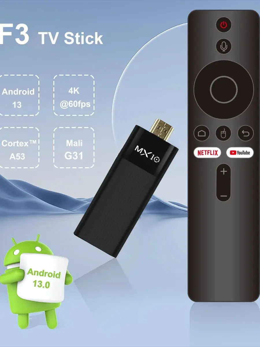MX10-F3 WI-FI 6 Android 13 TV box 2.4/5g dual wifi support 8K decode display set top box
