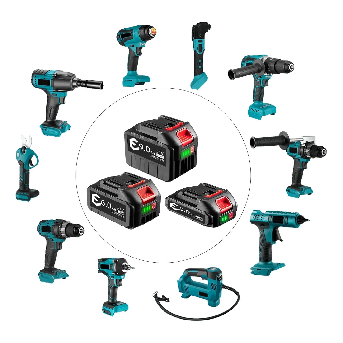 Makita 21V 6000mAh 5S2P Li-ion Battery for Power Tools Drills High Capacity Fast Charge Rechargeable with Protection Circuit