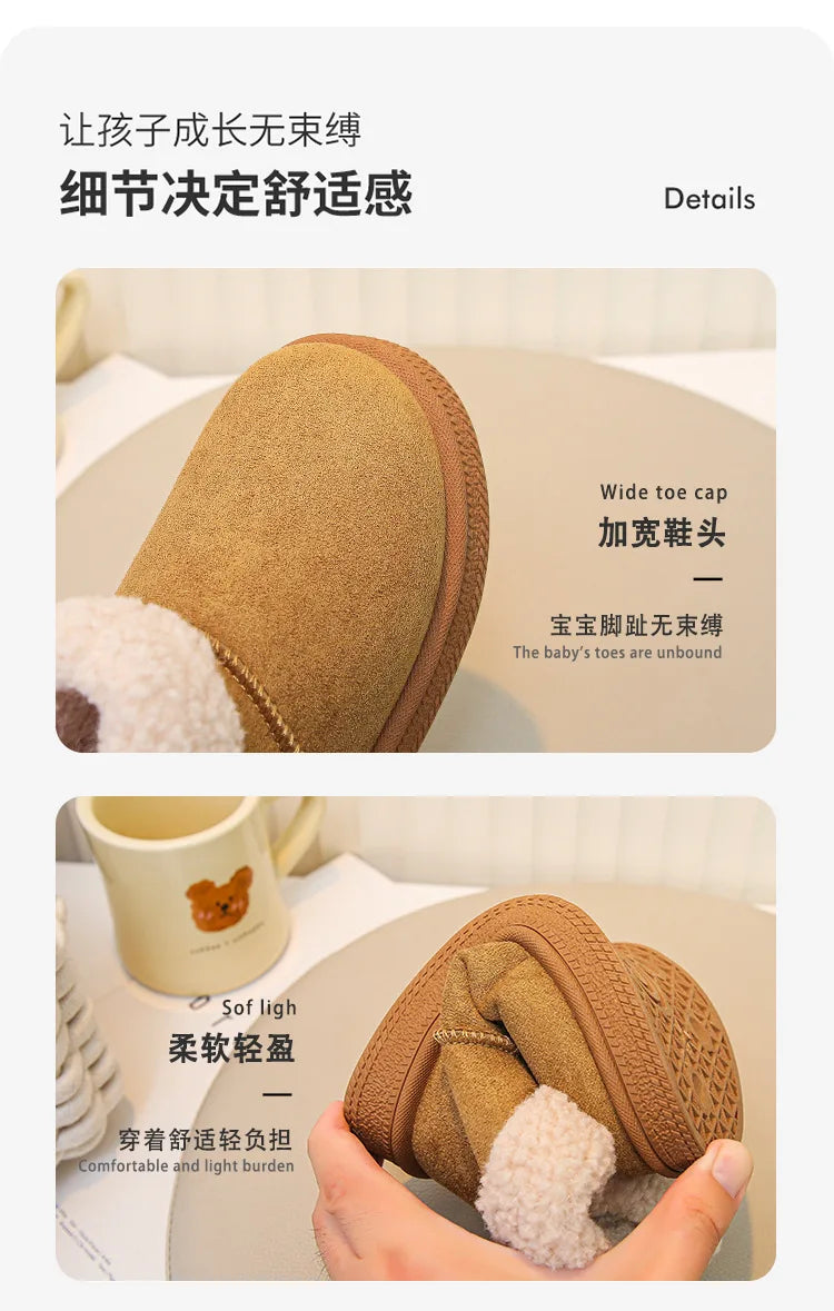 Winter Kinder Schnee Stiefel 2025, Neue Kinder Baumwolle Schuhe Warme Plüsch Kinder Plattform Outdoor High Top Stiefel Mädchen Junge Schnee Stiefel