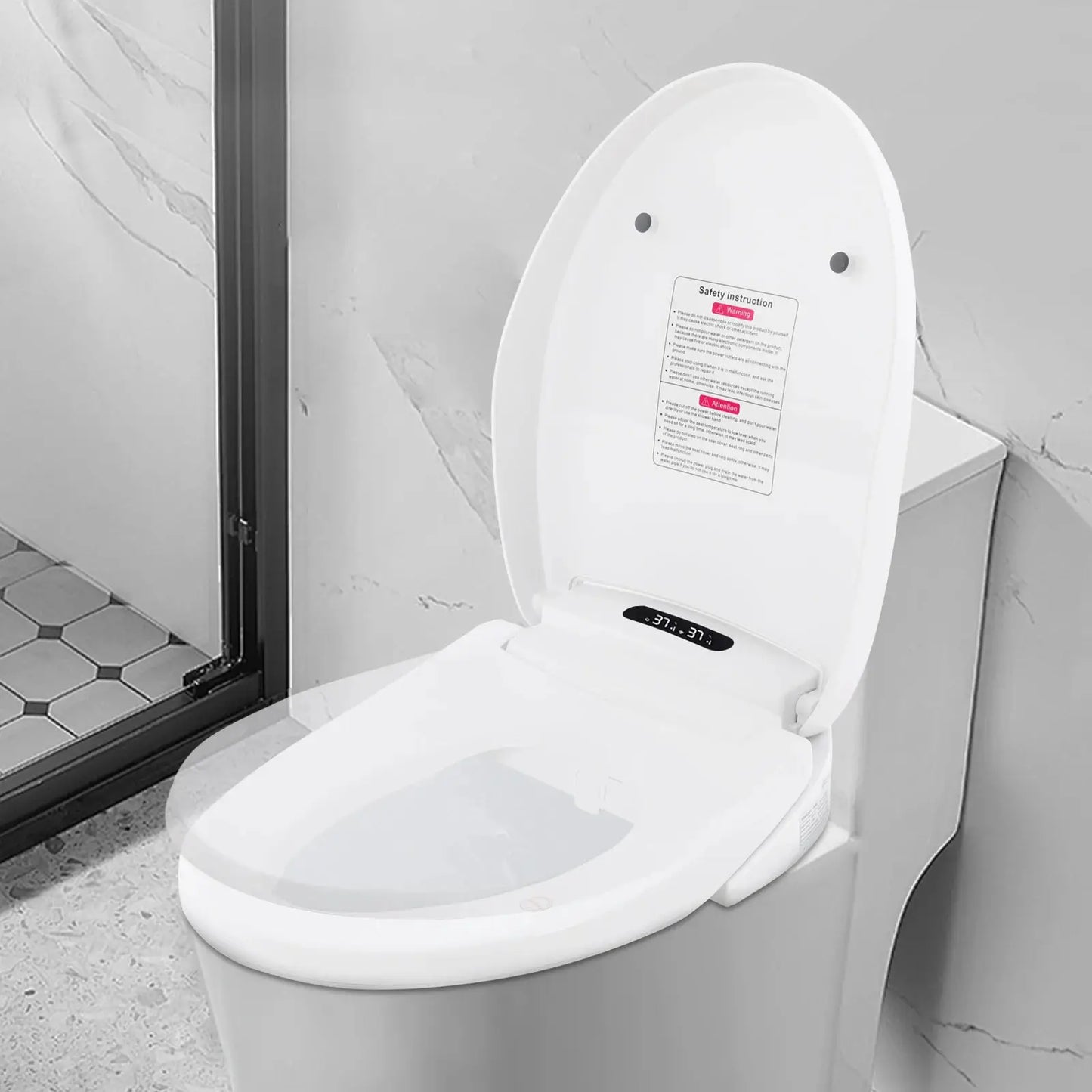1300W Intelligenter Beheizter Bidet-Toilettensitz, 51cm Elektrischer Toilettendeckel Intelligenter V-Sitz, LED-Licht Fernbedienung/Tasten by Golden Bridge Store