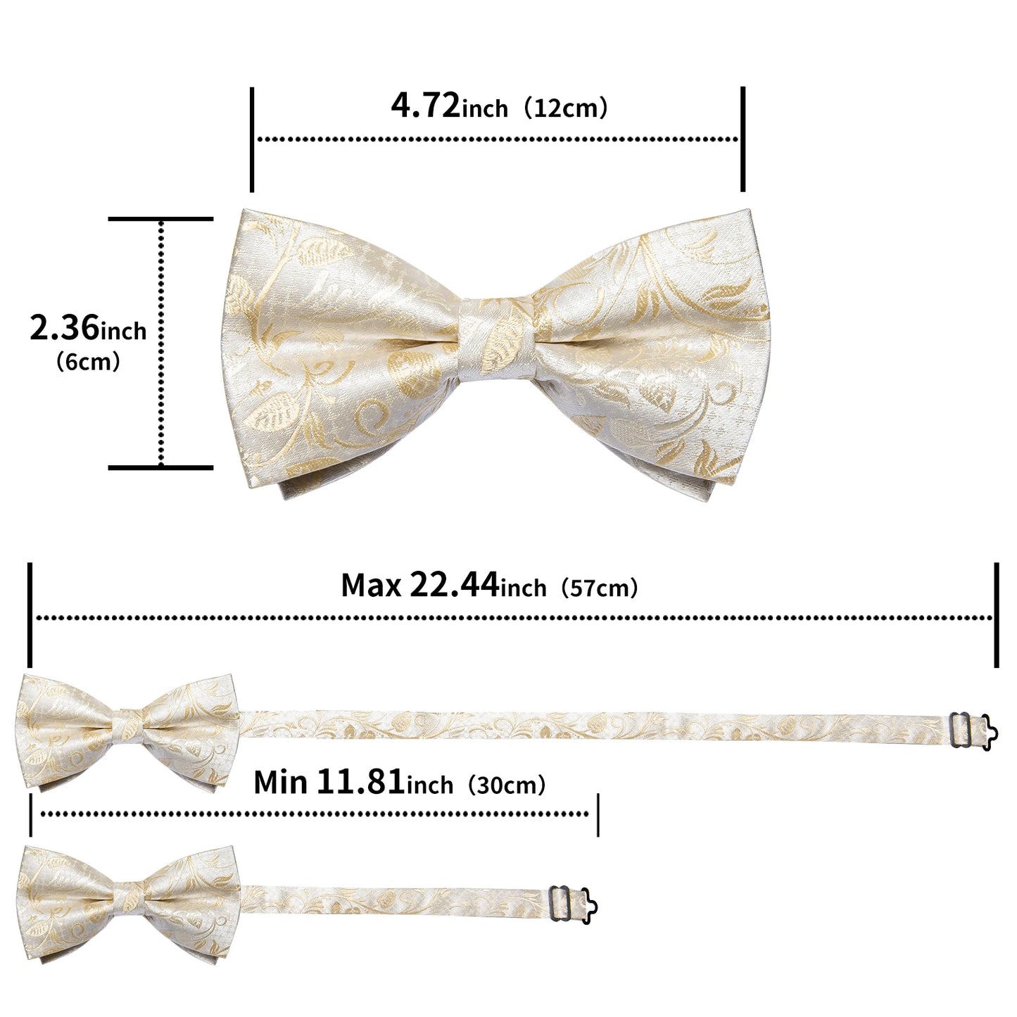 Designer Men's Silk Bowties Pocket Square Cufflink Set for Man Wedding Pre-tied Bow Ties Fashion Butterfly Knot Business Bowties