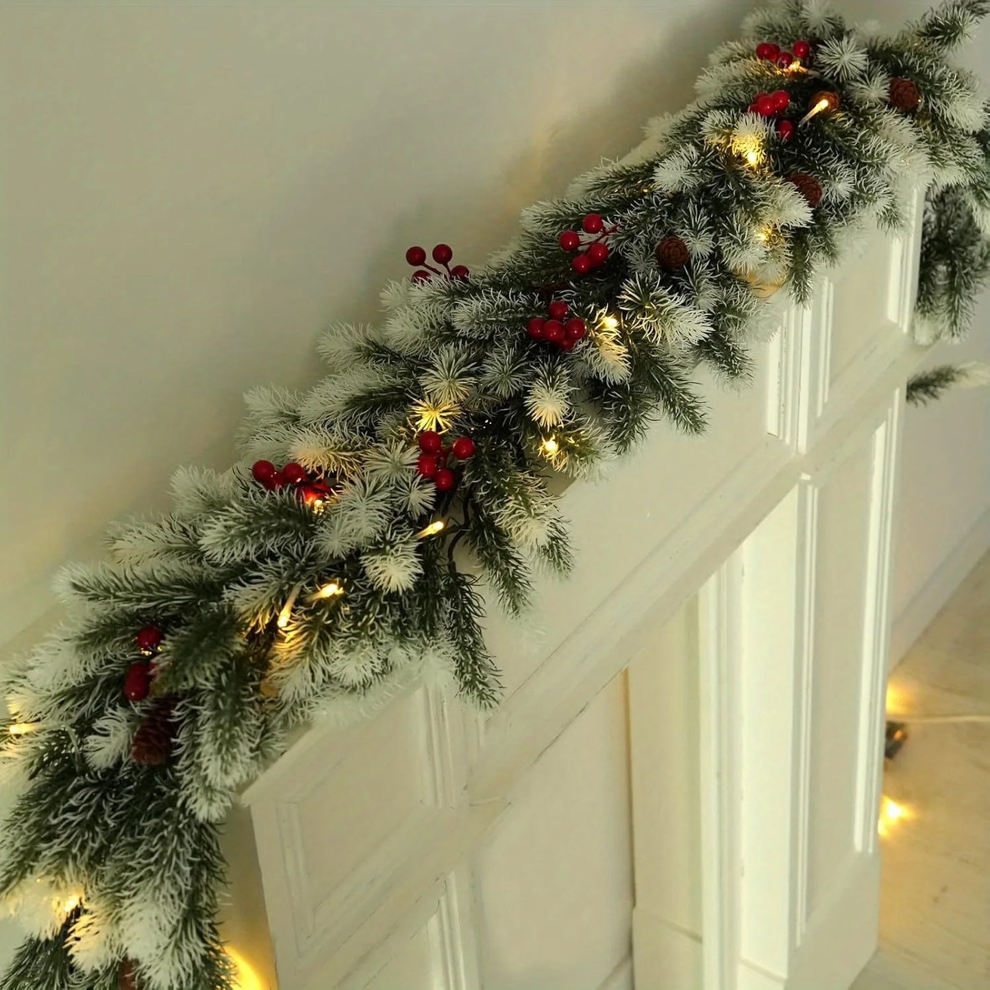 6 Fuß echte künstliche Girlande – ideal für Weihnachten, Winter und Neujahr, Dekoration für Mantel, Tisch, Wand, Weihnachtsdekoration
