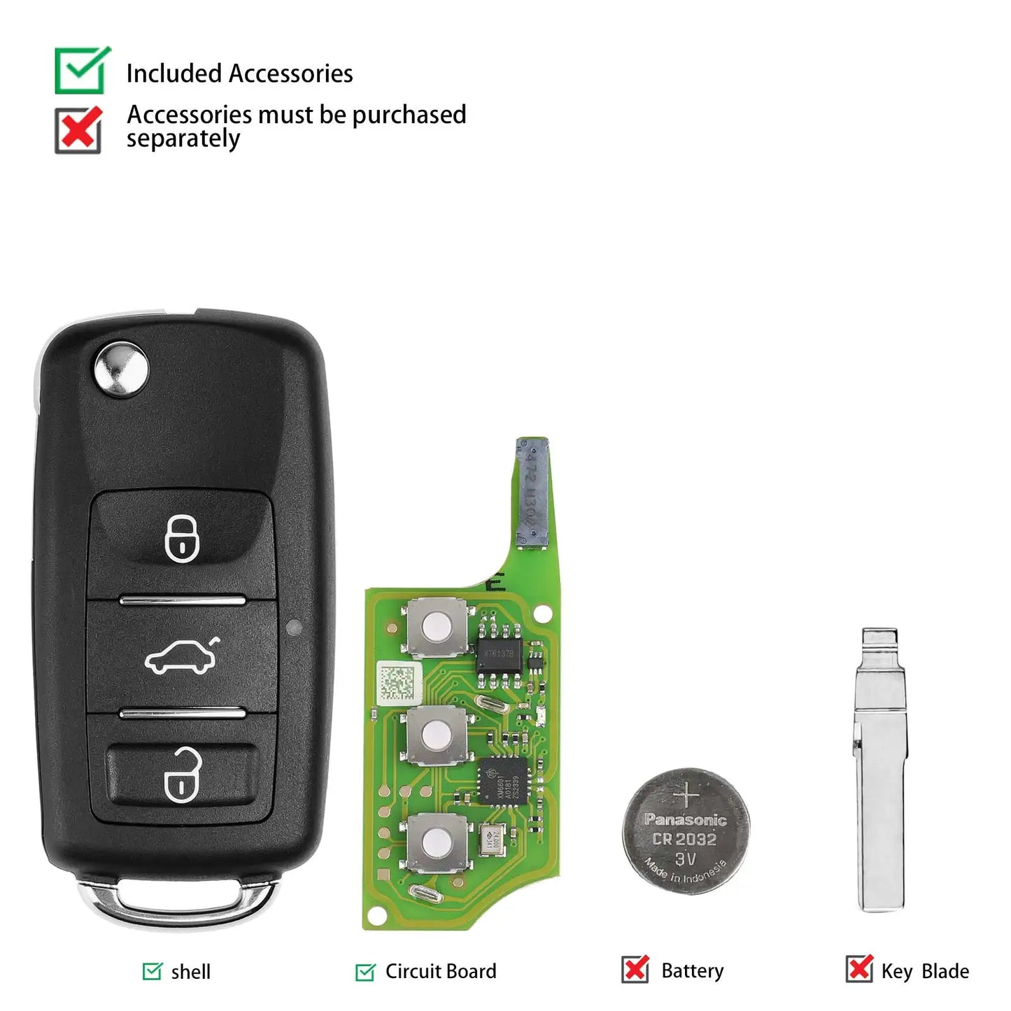 Xhorse XEB510EN For Volkswagen B5 Type Super Remote with XT27B Super Chip 5pcs/lot