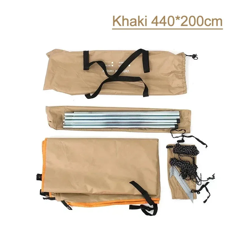 Camping Tent Family Automobile Suv Side Roof Top Sun Shelter Car Truck Sunshade Canopy Anti-UV Waterproof Rainproof Car Awning