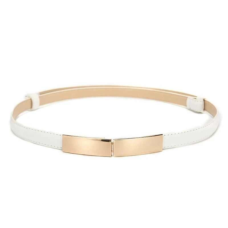 Belt Dress Simple Versatile Fashion Women Leather Thin Skinny Metal Gold Elastic Buckle Waistband Belt Dress Accessories
