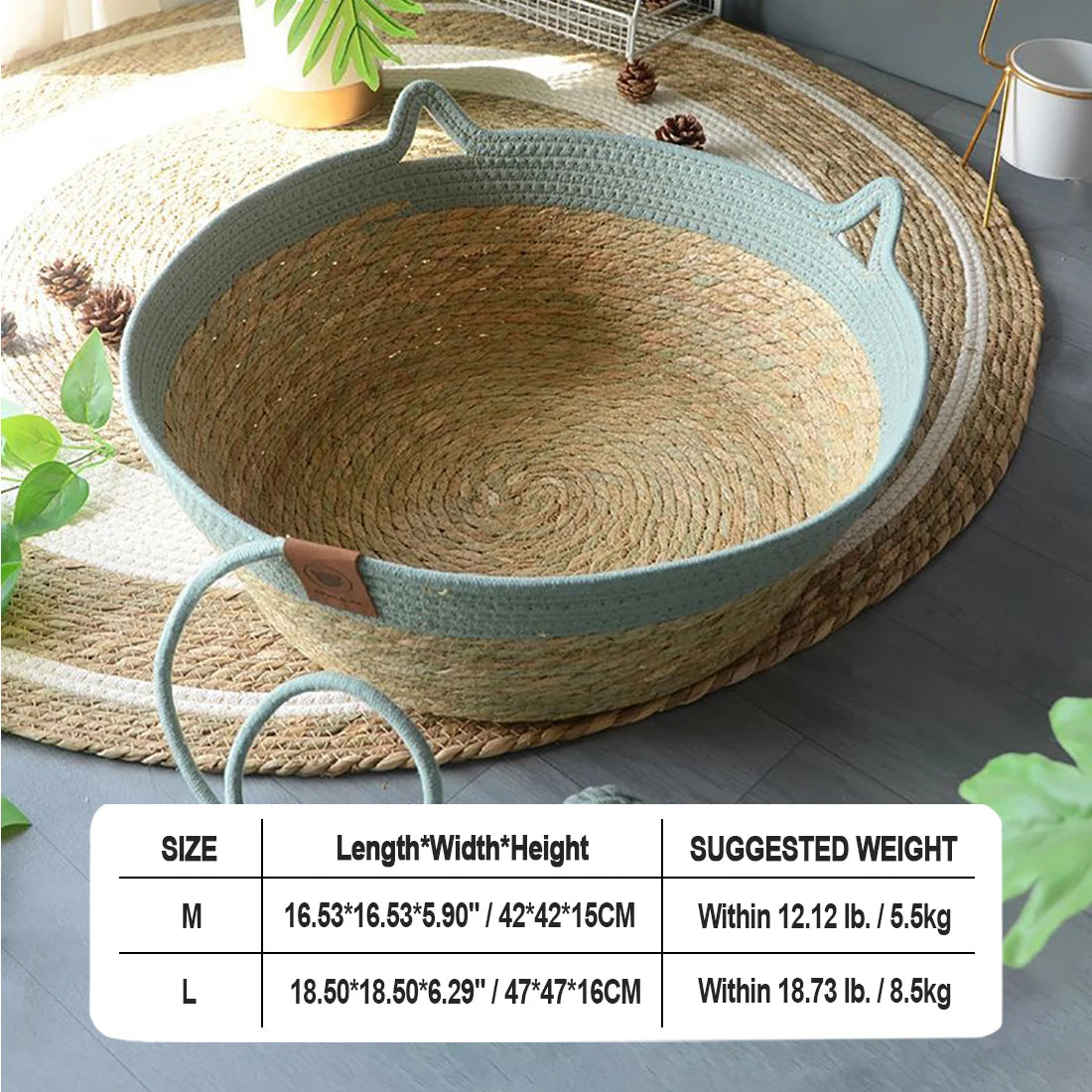 Cat Bed House Dog Kennel Rattan Straw Plaited Kitten Cushion Basket Tent Scratching Board Ball Puppy Nest Mat Indoor Pet Supply