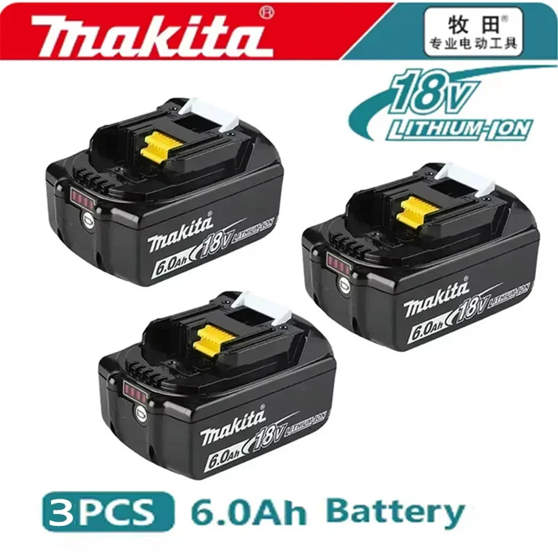 Makita 100% Original Rechargeable Power Tool Battery 6.0Ah 18V BL1830 BL1850 BL1840 BL1860 BL1815，Replaceable LED Lithium-ion