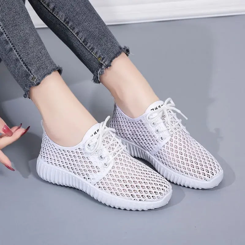 Women Running Sneakers Ladies Gym Shoes Outdoor Anti-skid Sport Footwear Soft Bottom Walking Shoes Mesh Hollow Out Shoes