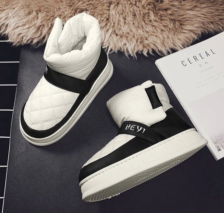 Ghete de zăpadă înalte cu platformă, impermeabile, Shangkaka, pentru bărbați - Înălțime medie a călcâiului, Înălțime toc 3-5 cm, Închidere cu velcro