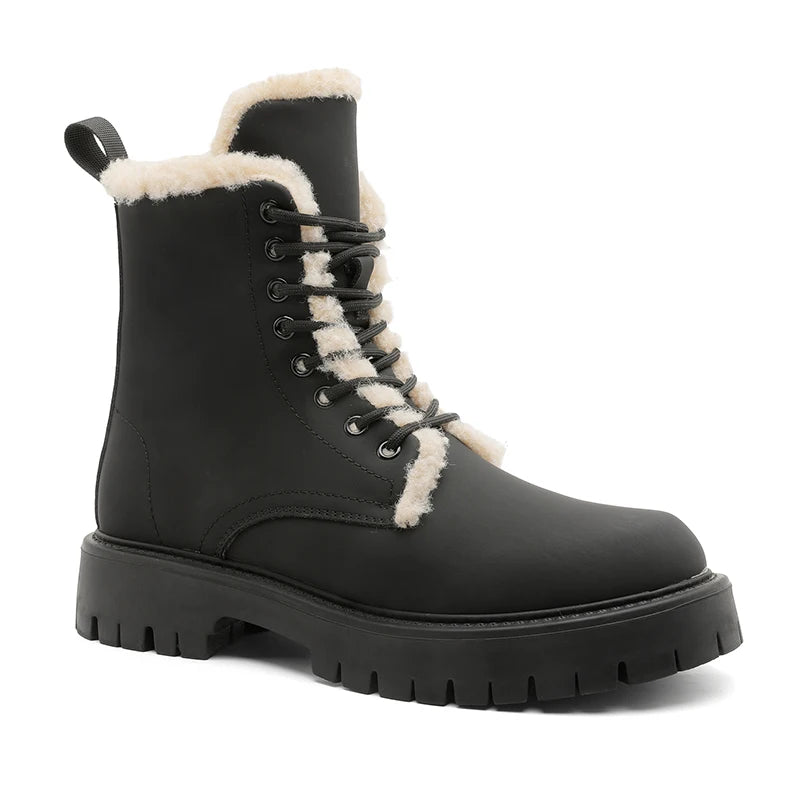 CN Fujian Warme Bequeme Schnürstiefel Leder Veloursleder - Absatz 3-5 cm Innen PU Kurzplüsch