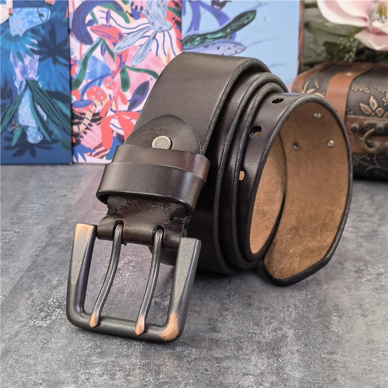 Herren Ledergürtel 2025 - Super Wide 4.2CM Luxury Thick Genuine Leather Double Buckle