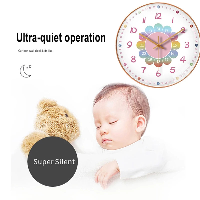 Wall Clock Modern Design Wall Decor Nordic Cartoon Kid Room Decorations for Girls Home Living Room Decoration Art Silent Clock 2