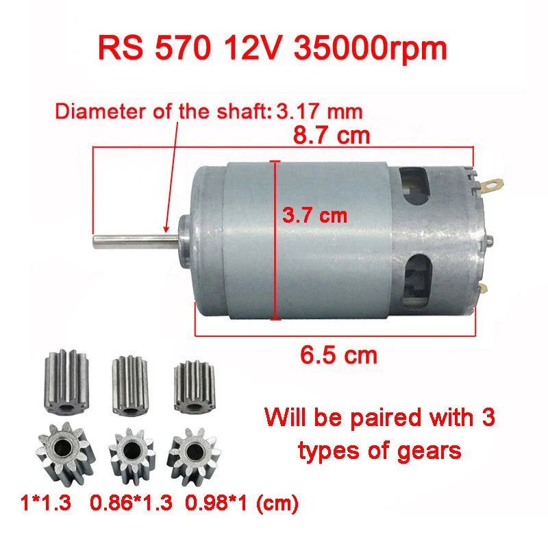 Children's electric car DC motor, kid's car high speed motor,DL 550 High-power motor 570 35000rpm engine