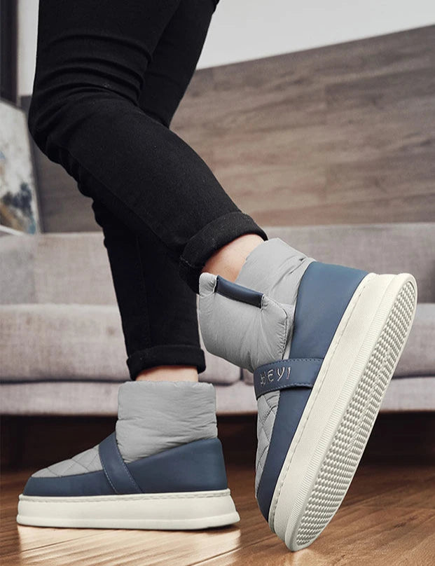 Ghete de zăpadă înalte cu platformă, impermeabile, Shangkaka, pentru bărbați - Înălțime medie a călcâiului, Înălțime toc 3-5 cm, Închidere cu velcro