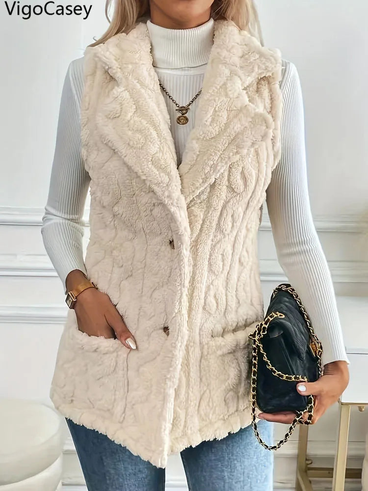 VigoCasey Weste Plüsch - Größe M Polyester Reißverschluss