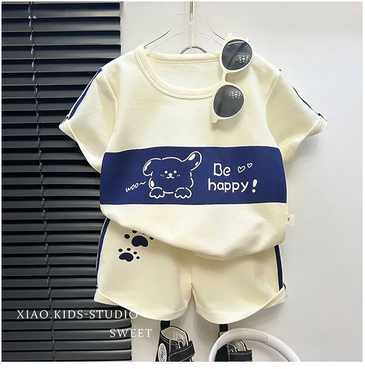 Sonkpuel Baby Set Gestreift Kurzarm - Baumwolle 1-3J 2Tlg