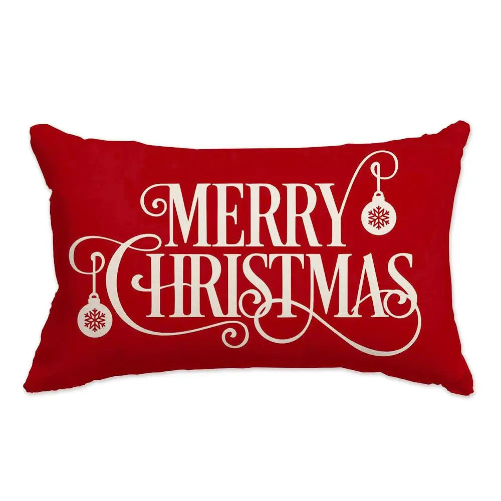 Merry Christmas Decorative Pillow Cover 30x50cm Linen Throw Pillowcase Christmas Decorations Home Decor Bedroom Cushion Cover