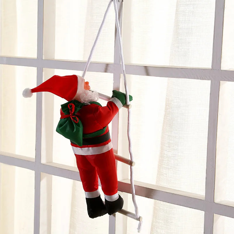 Christmas Ladder Santa Claus Window Hanging Ornament Climbing Santa Claus Home Decoration Gifts Restaurant Doll Hanging Ornament