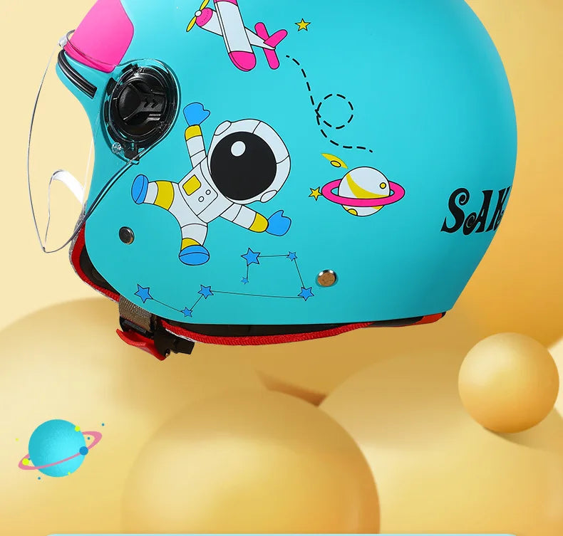 Children Cartoon Cute 4 season Motorcycle helmets Open face electric car bike child helmet for kids boy girl unicorn casco moto