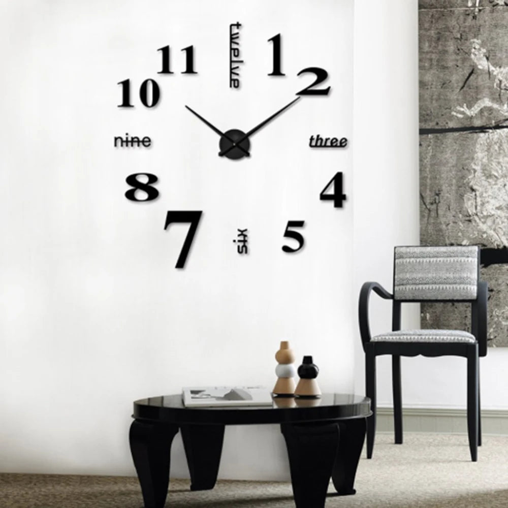 Wall Clock Watch Clocks 3D DIY Mirror Stickers Living Room Europe Style Wall Home Decoration Hanging Watch Drop Shipping