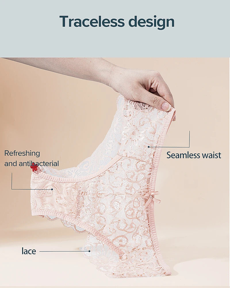 Women's Panties Elegant Lace Transparent Underwear Hollow Out Female Low Waist Briefs Breathable Lingerie Intimates Underpants