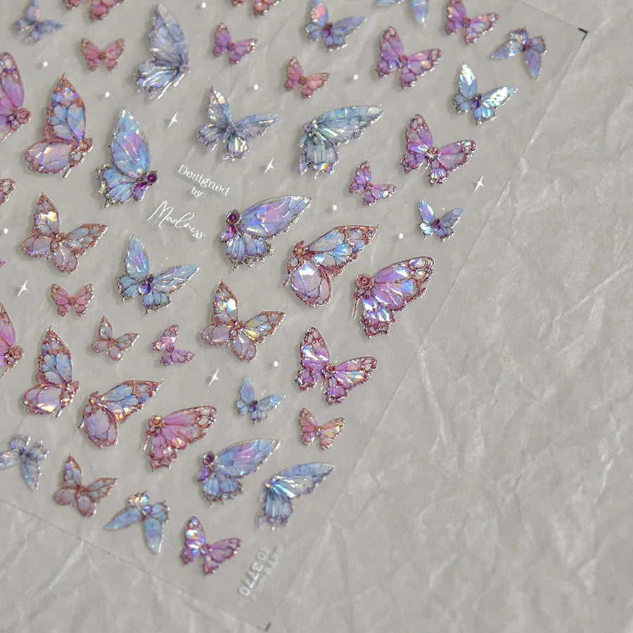 Shell Light Butterfly Nail Stickers High Quality Design Adhesive Stickers Nail Art Decoration Nail Supplies Decals Manicure Tool