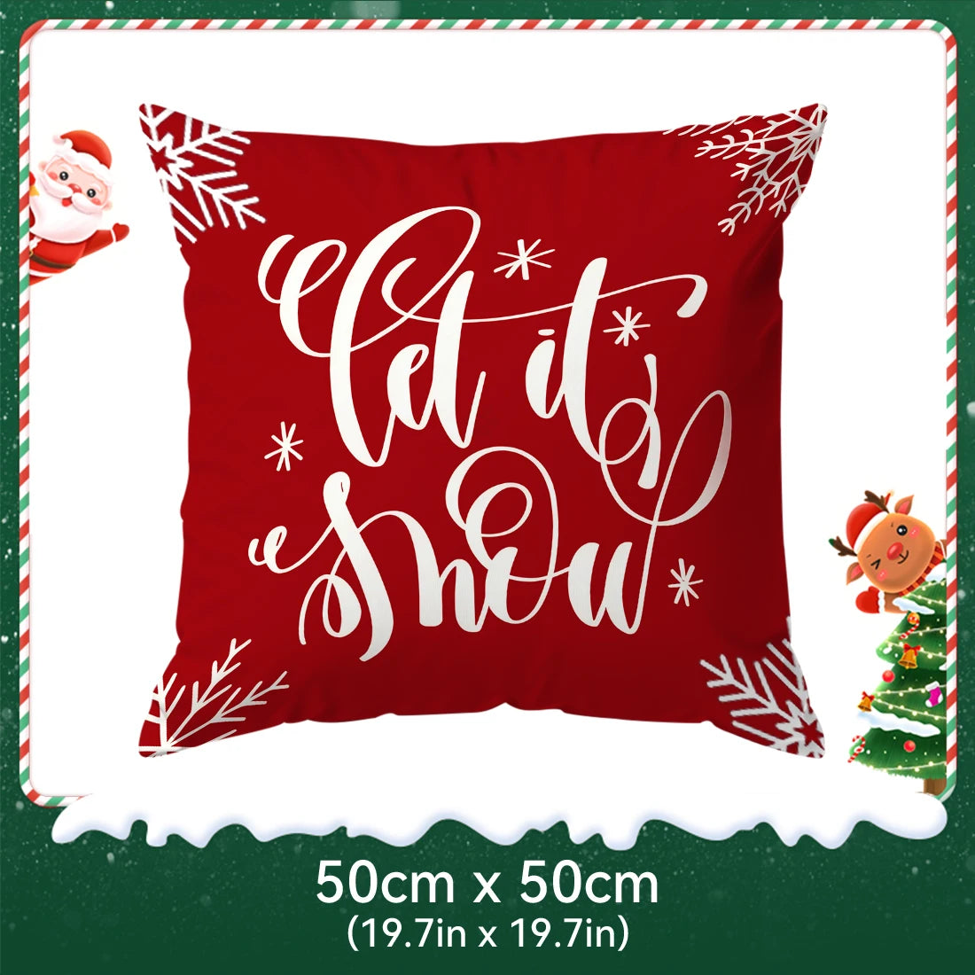 Red Christmas Decoration Pillowcase Printed Polyester 40/45/50cm Throw Pillowcover Decorative Sofa Cushion Pillowslip Home Decor