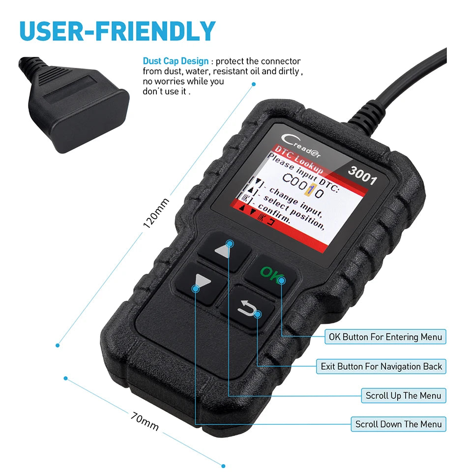 Launch X431 CR3001 Unterstützung Voll OBDII/EOBD Funktion Creader 3001 Diagnose Werkzeug Mehrsprachig Code Leser Scanner PK CR319 OM123