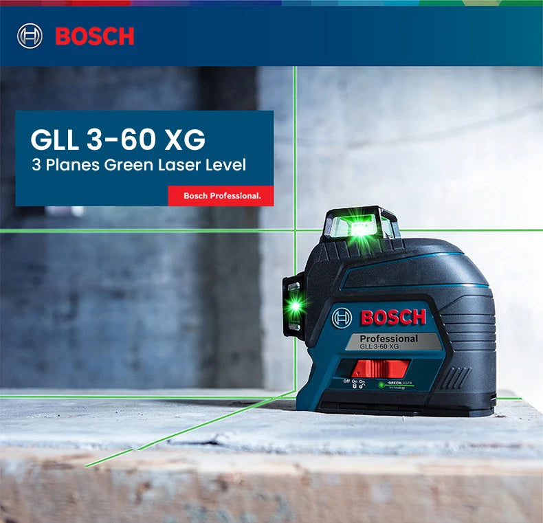 Bosch GLL 3-60 XG Laser Level 12 Lines Green 3D Level Self-Leveling 360 Horizontal & Vertical Cross 30m Powerful Measuring Tool