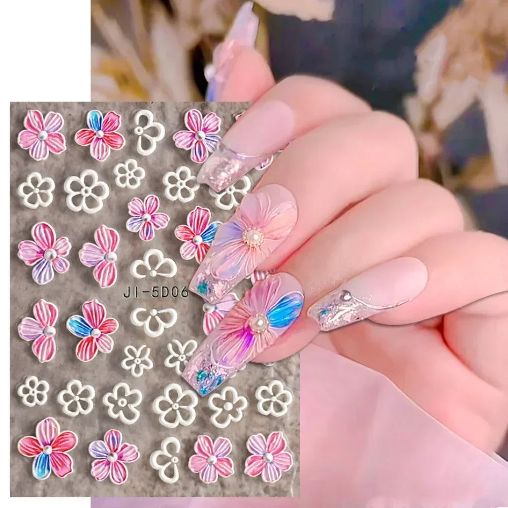 Choice 5D Nagelsticker Cherry Blossom - 3D Gold 10er Set