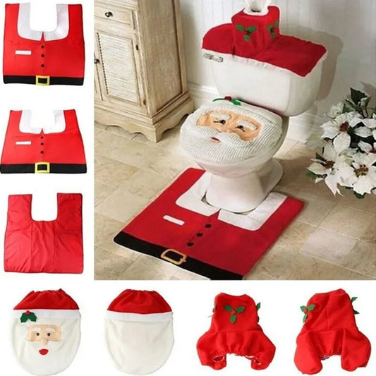 New Cute Christmas Toilet Seat Covers Creative Santa Claus Bathroom Mat Xmas Supplies for Home New Year Navidad Gift Decor 2025