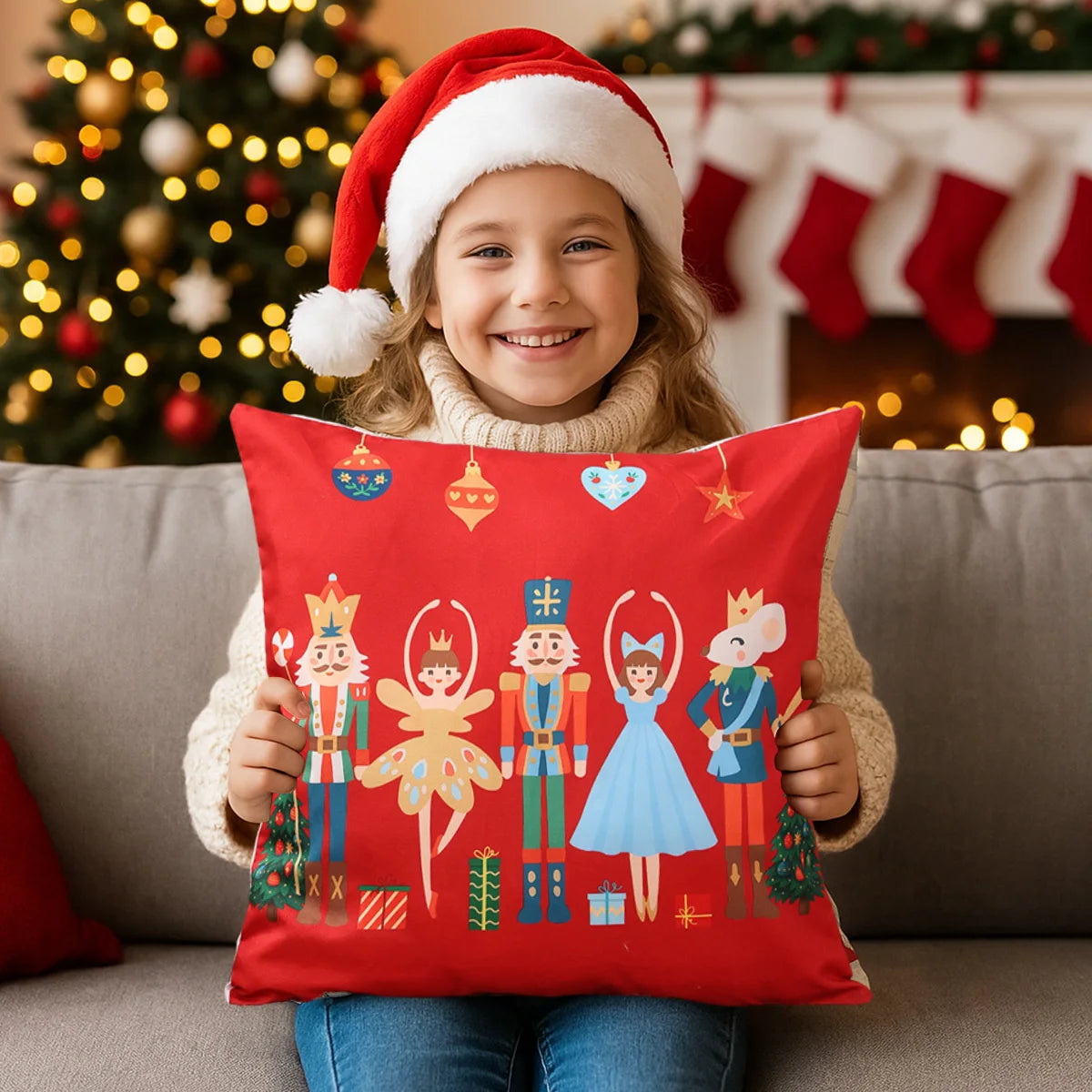 Christmas Nutcracker Pillow Cover Merry Christmas Decorations for Home 2025 Navidad Natal Xmas Sofa Pillowcase New Year 2026