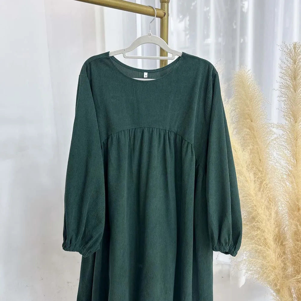 CN Zhejiang Corduroy Balloon Sleeve Abaya - Größe M Winter