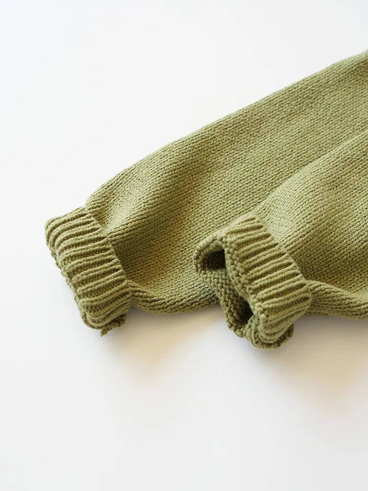 Deer jonmi Gestrickter Pilz-Pullover - Baumwolle Vollärmel